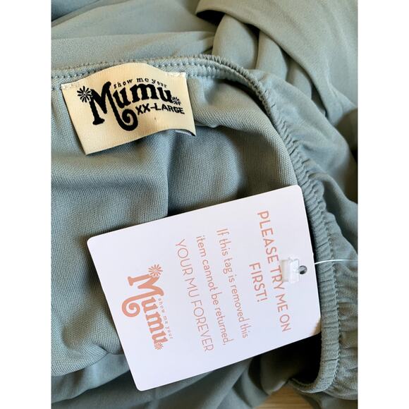 Show Me Your Mumu Heather Halter Maxi Dress in Silver Sage Crisp XXL NWT - Picture 6 of 7